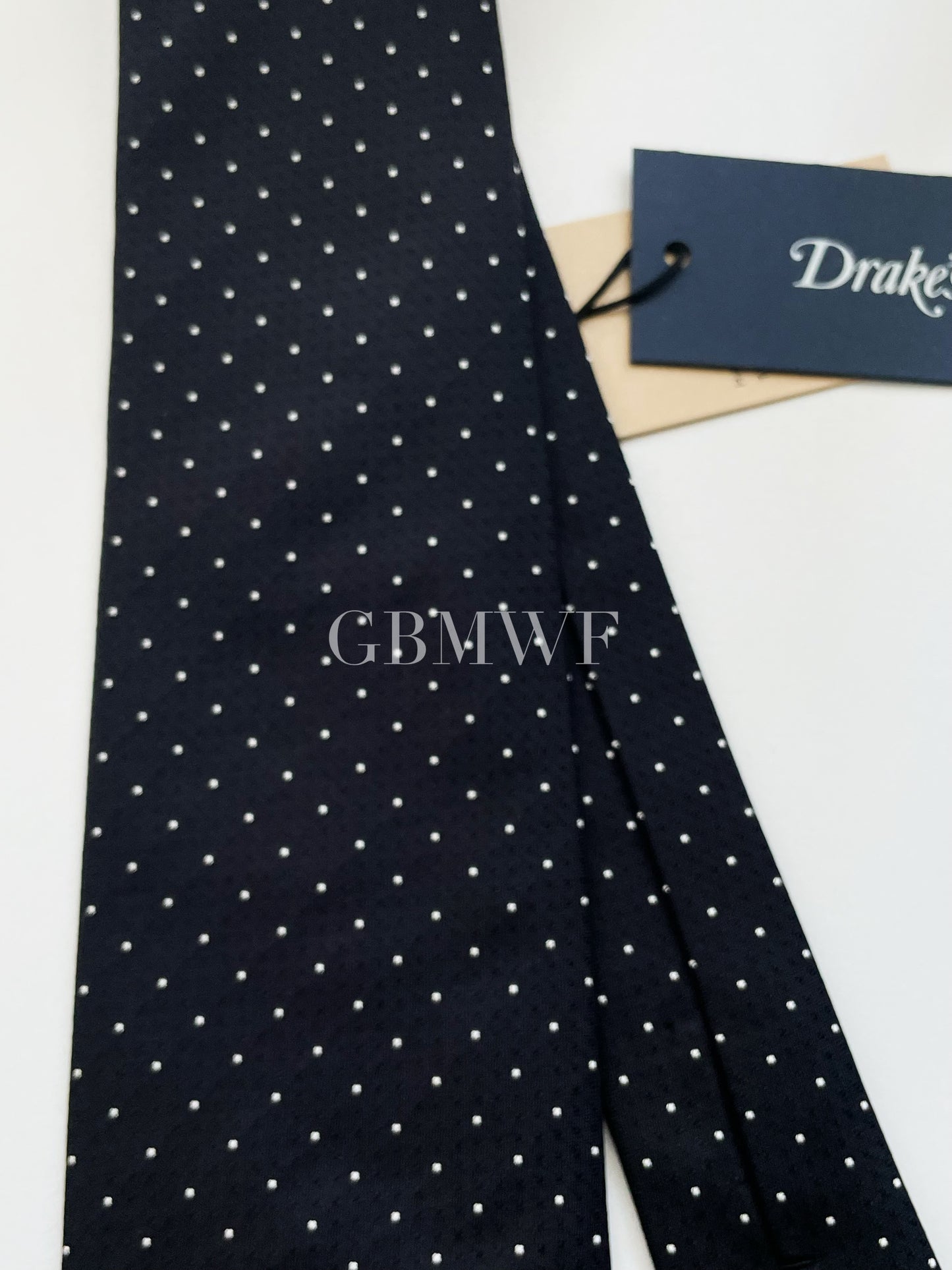 Drakes Handmade Tipped Silk Tie With Tag