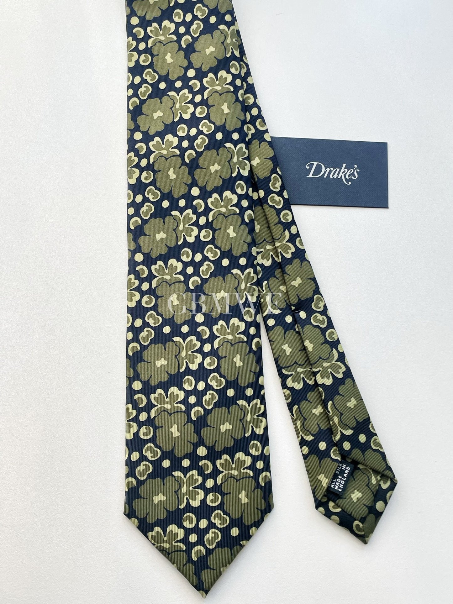 Drakes Handmade Tipped Silk Tie With Tag