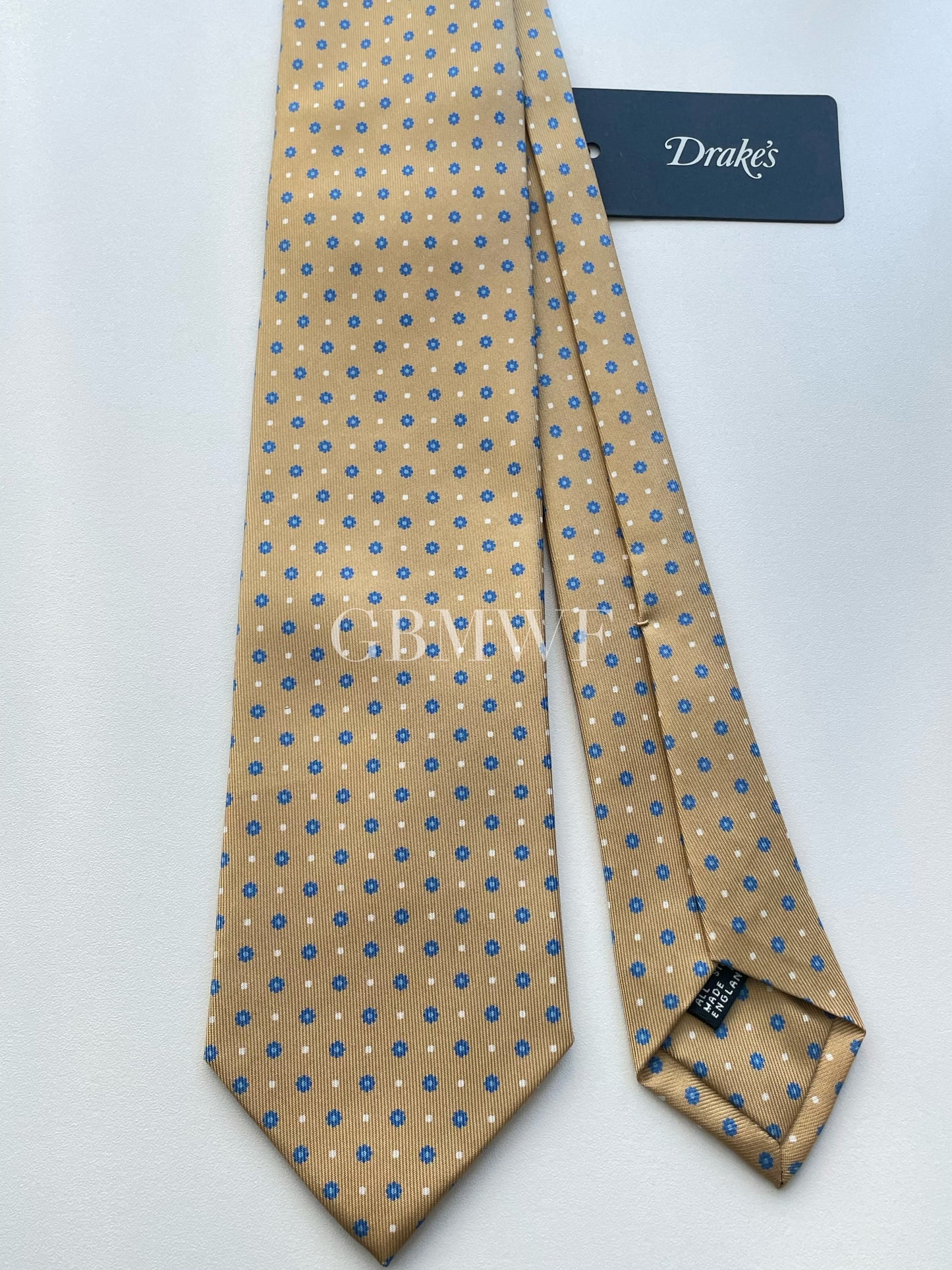 Drakes Handmade Tipped Silk Tie With Tag