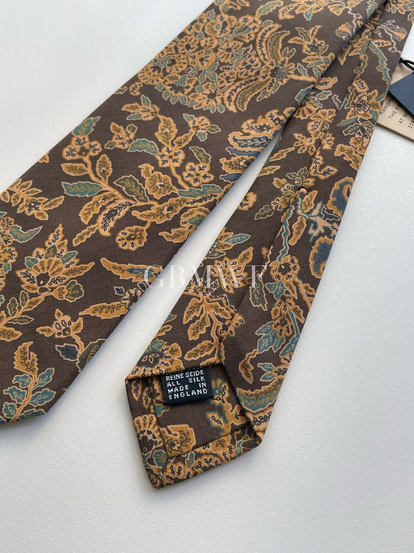 Drakes Handmade Tipped Silk Tie With Tag