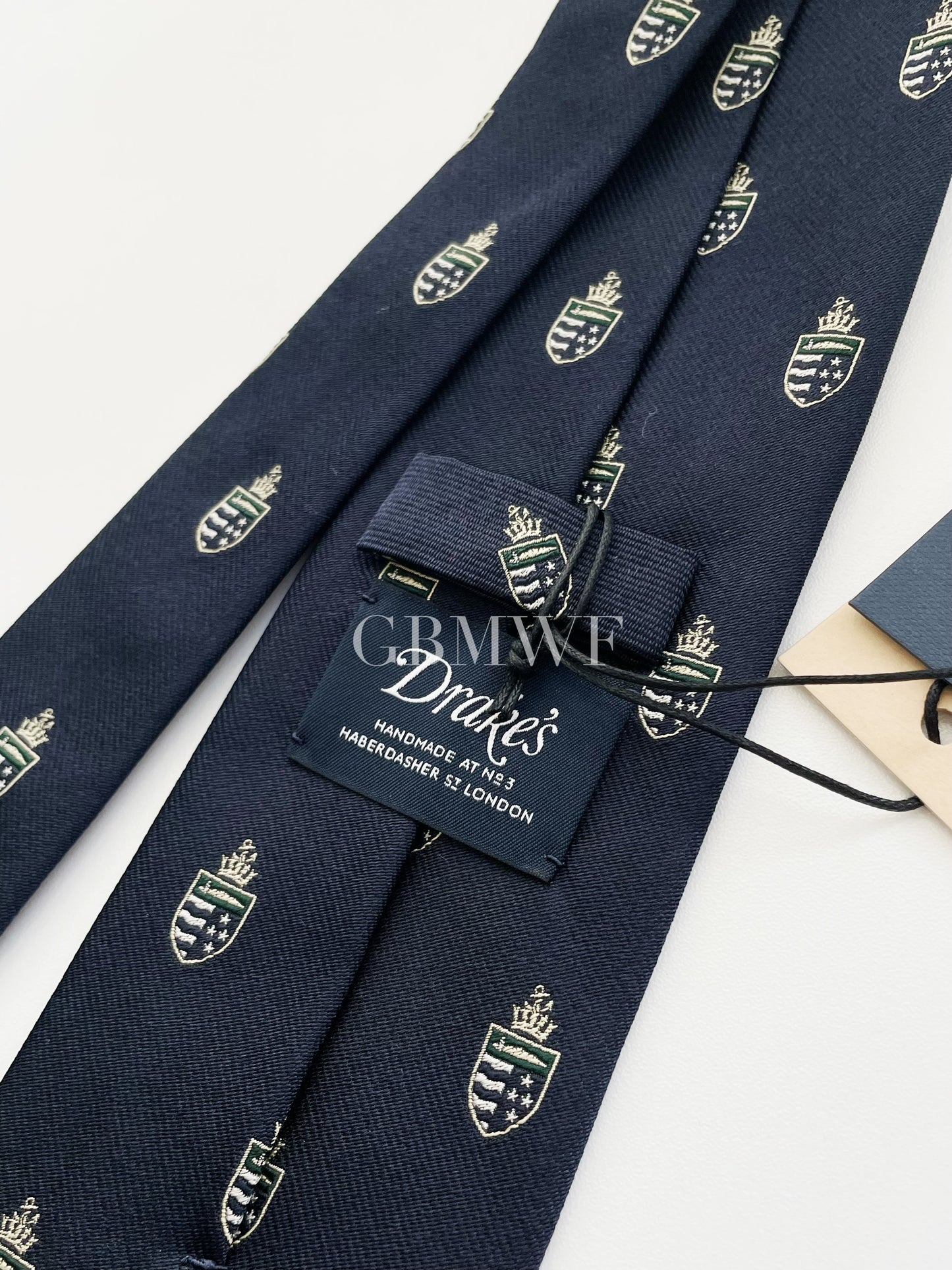 Drakes Handmade Tipped Silk Tie With Tag