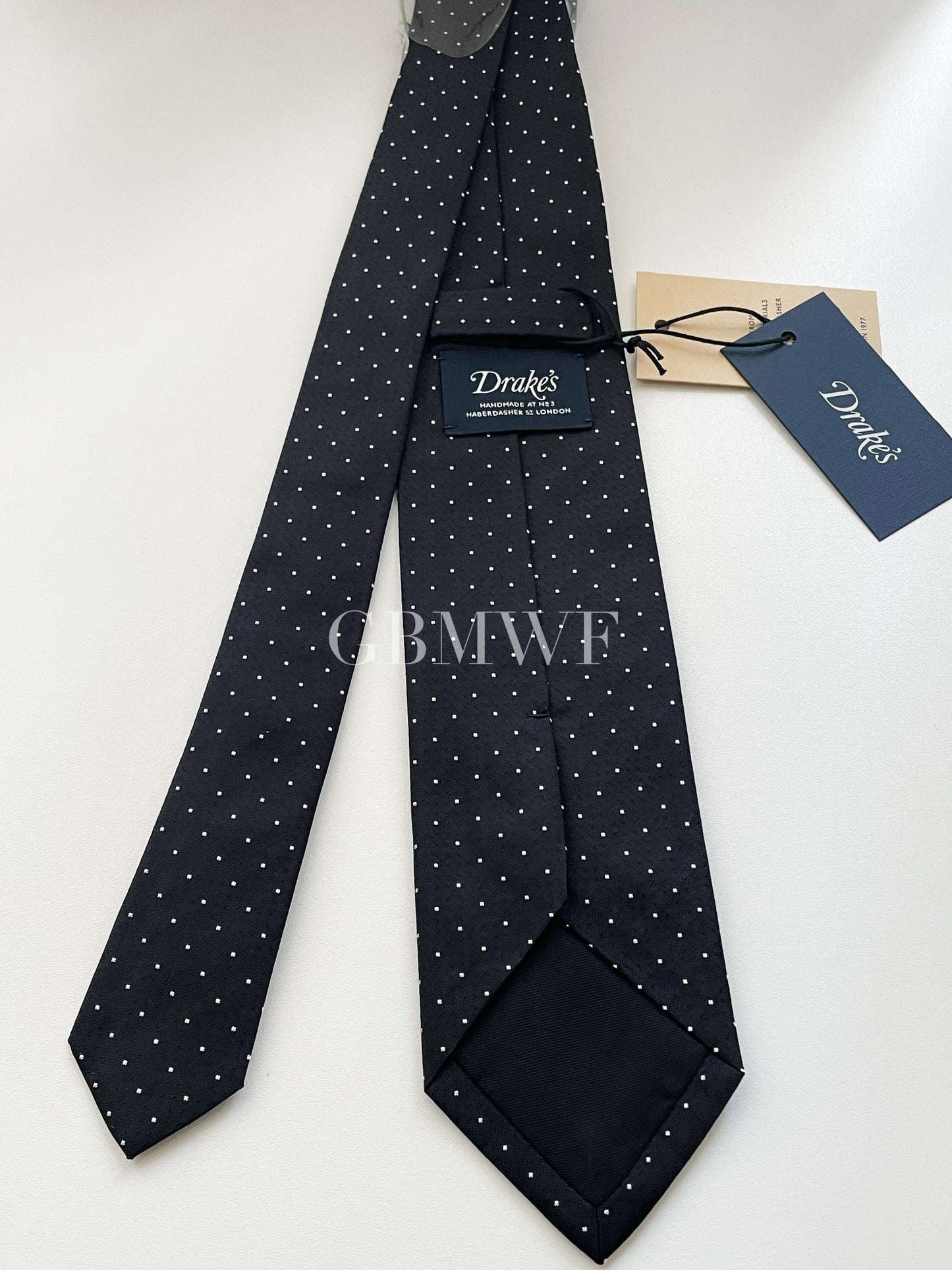 Drakes Handmade Tipped Silk Tie With Tag