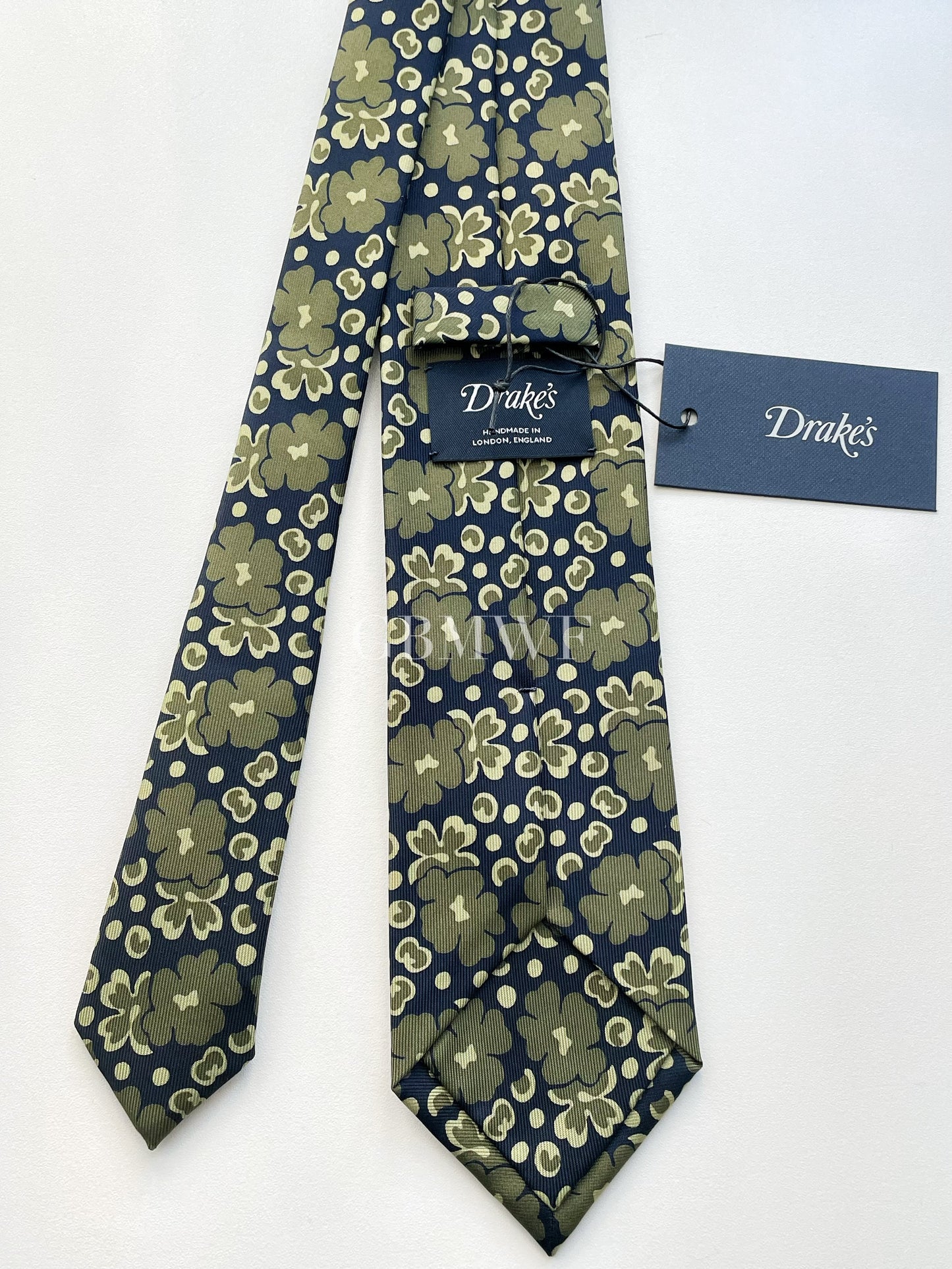 Drakes Handmade Tipped Silk Tie With Tag