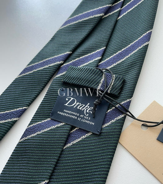 Drakes Handmade Tipped Silk Tie With Tag