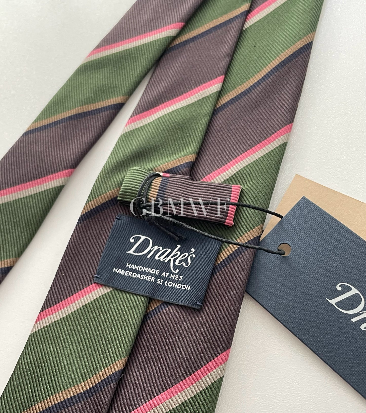 Drakes Handmade Tipped Silk Tie With Tag