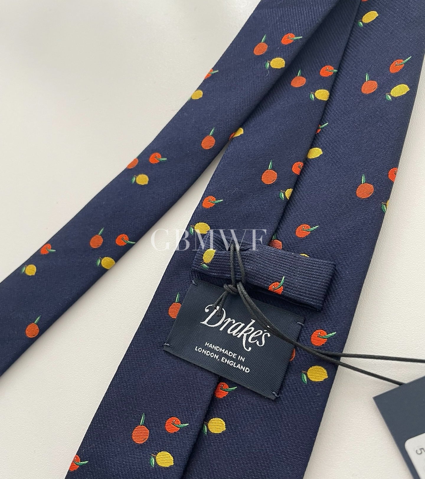 Drakes Handmade Tipped Silk Tie With Tag