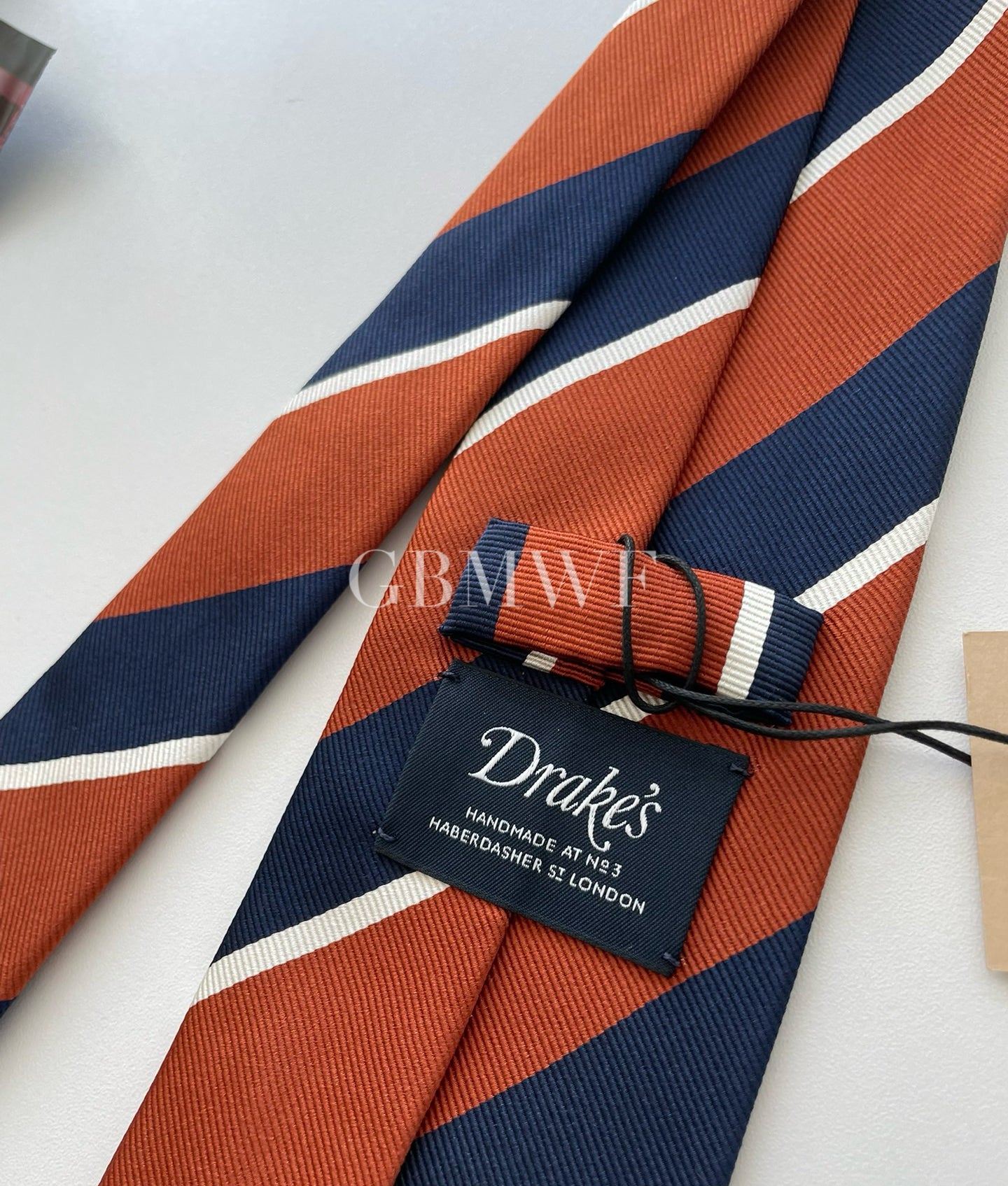 Drakes Handmade Tipped Silk Tie With Tag