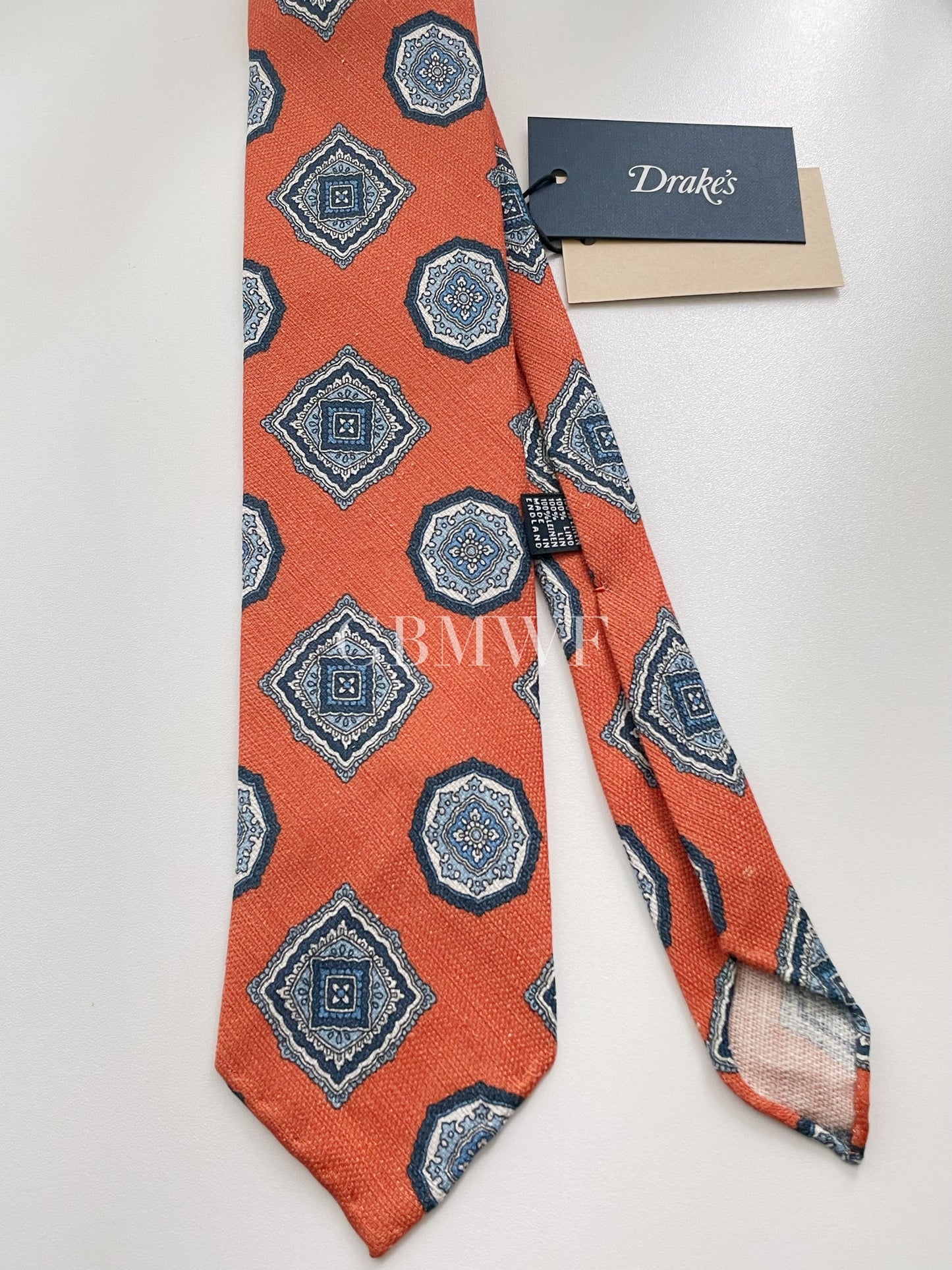 New Drakes Hand-rolled Edge Silk Handmade Tie With Tag