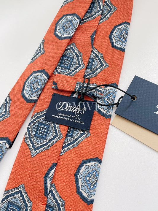 New Drakes Hand-rolled Edge Silk Handmade Tie With Tag