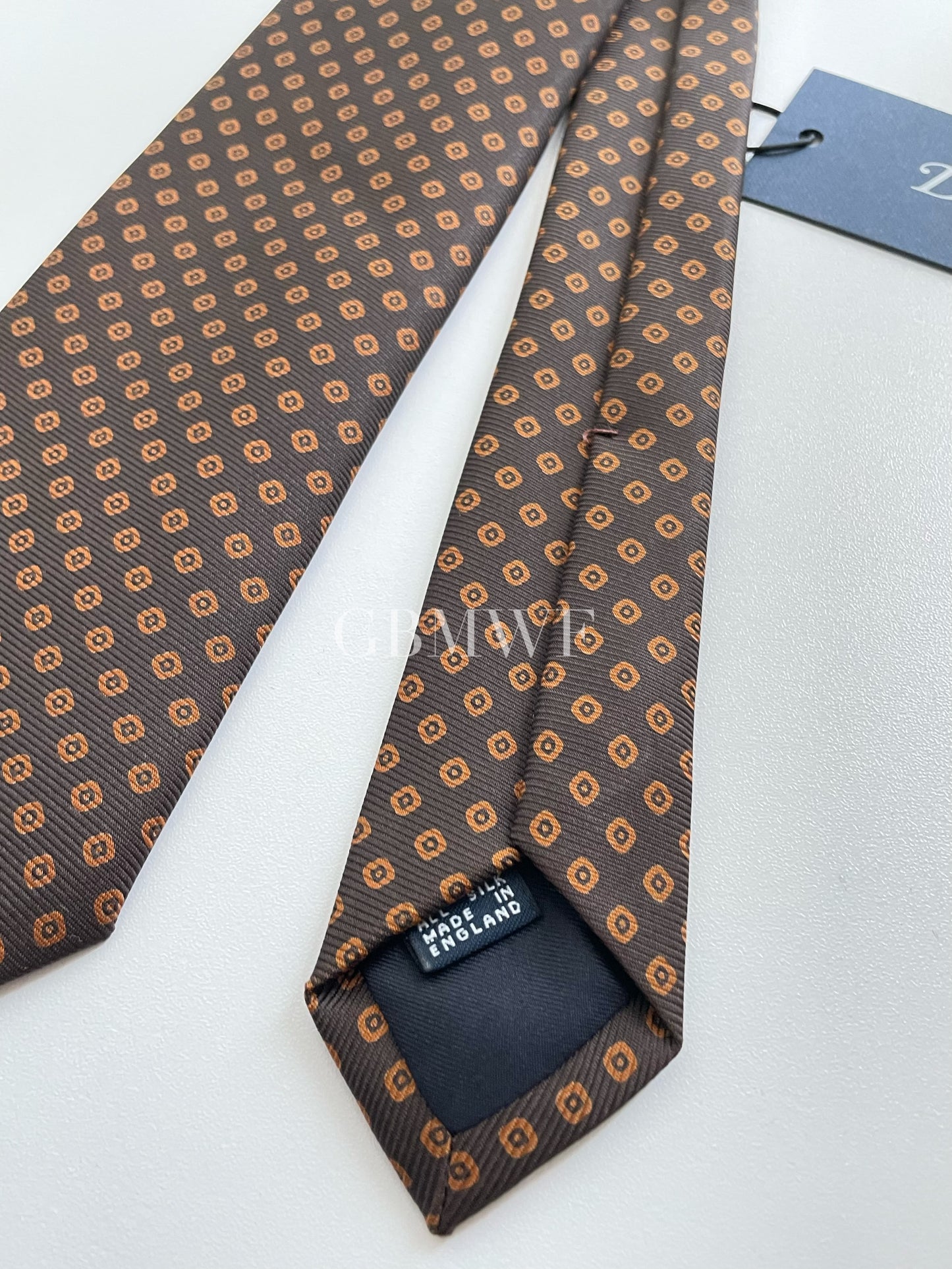 Drakes Handmade Tipped Silk Tie With Tag