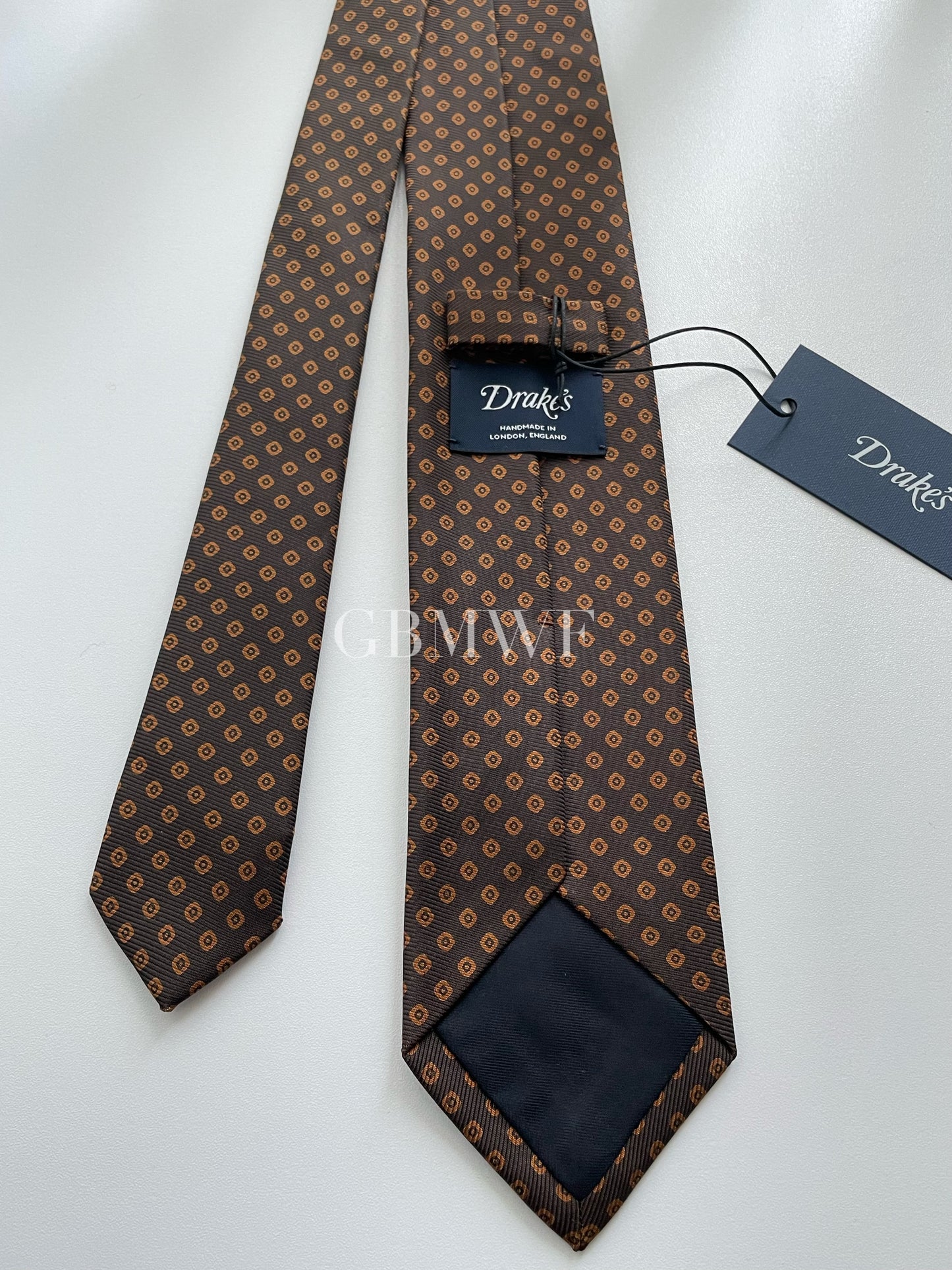 Drakes Handmade Tipped Silk Tie With Tag