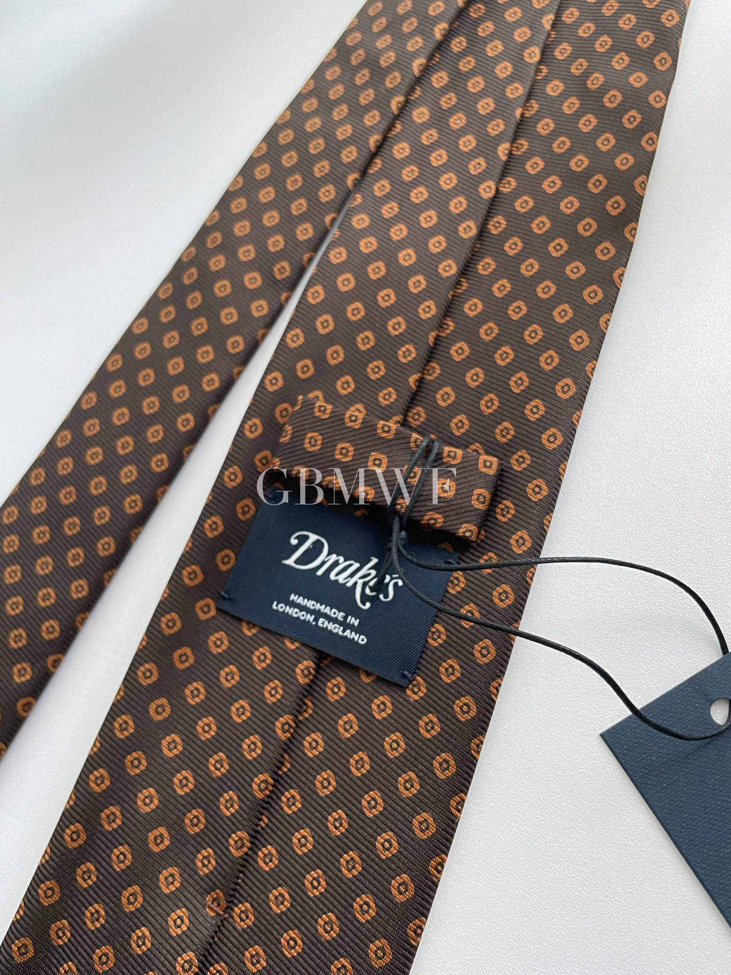 Drakes Handmade Tipped Silk Tie With Tag