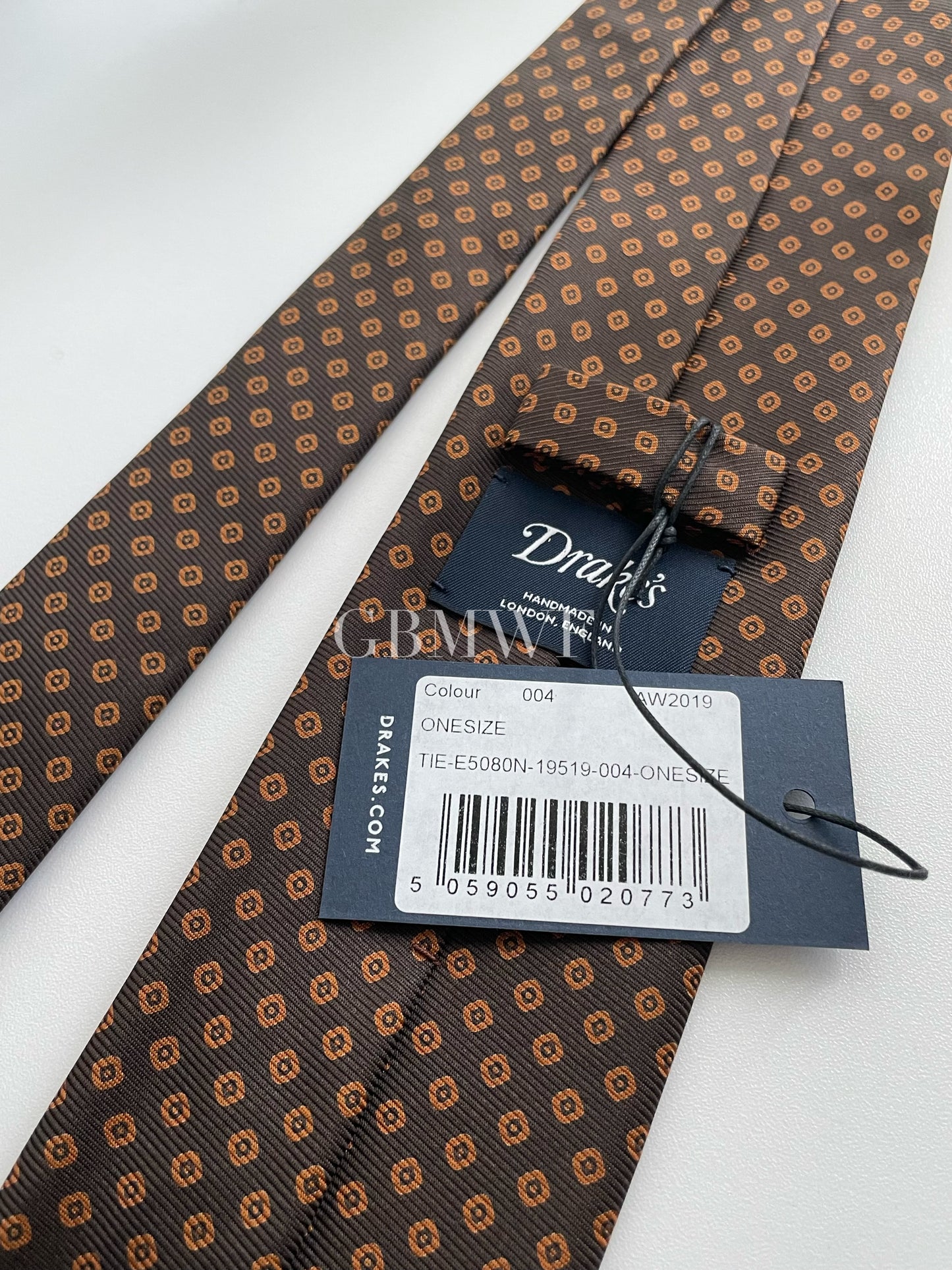 Drakes Handmade Tipped Silk Tie With Tag