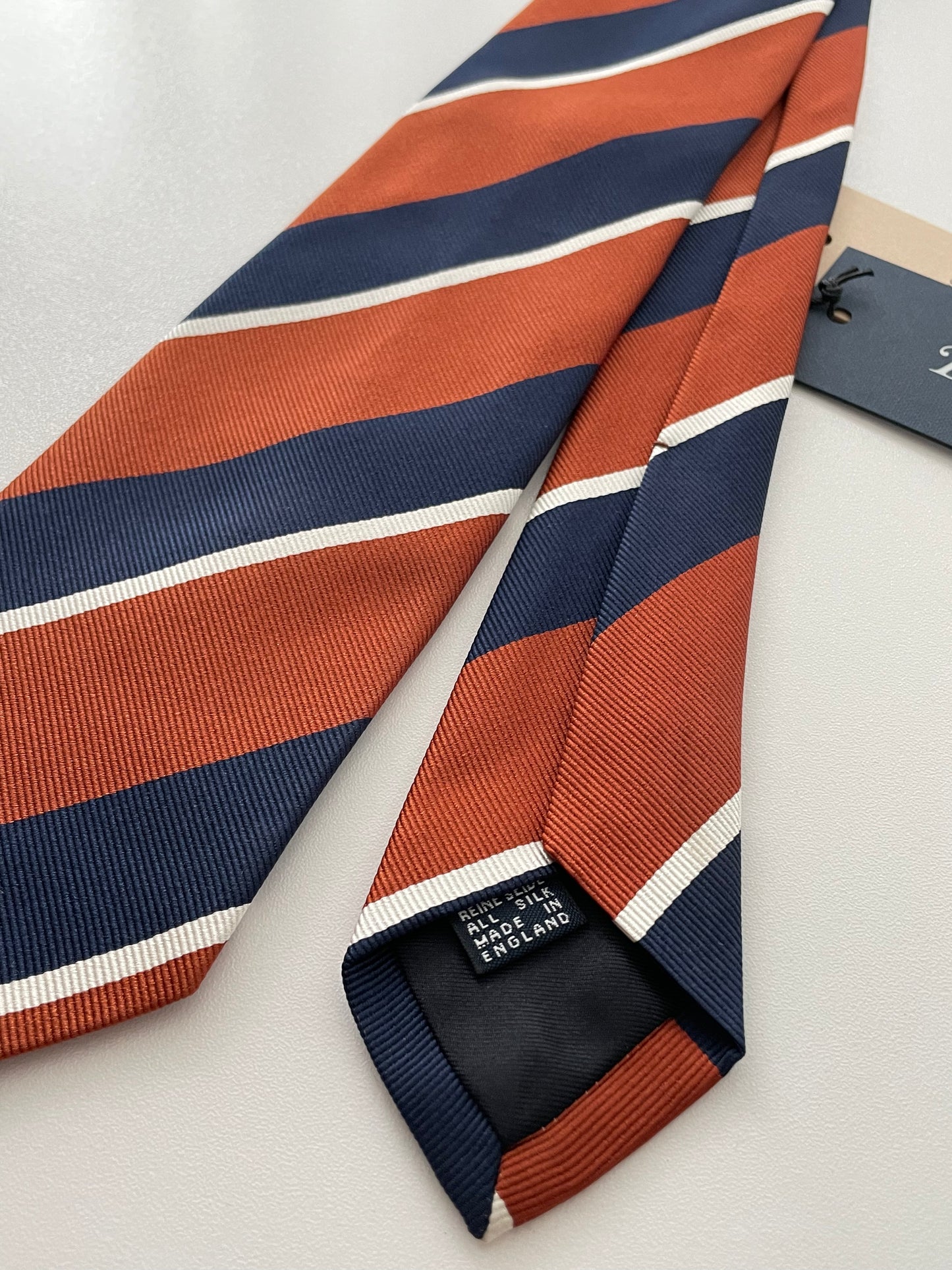 Drakes Multicoloured Block Stripe Tipped Silk Tie