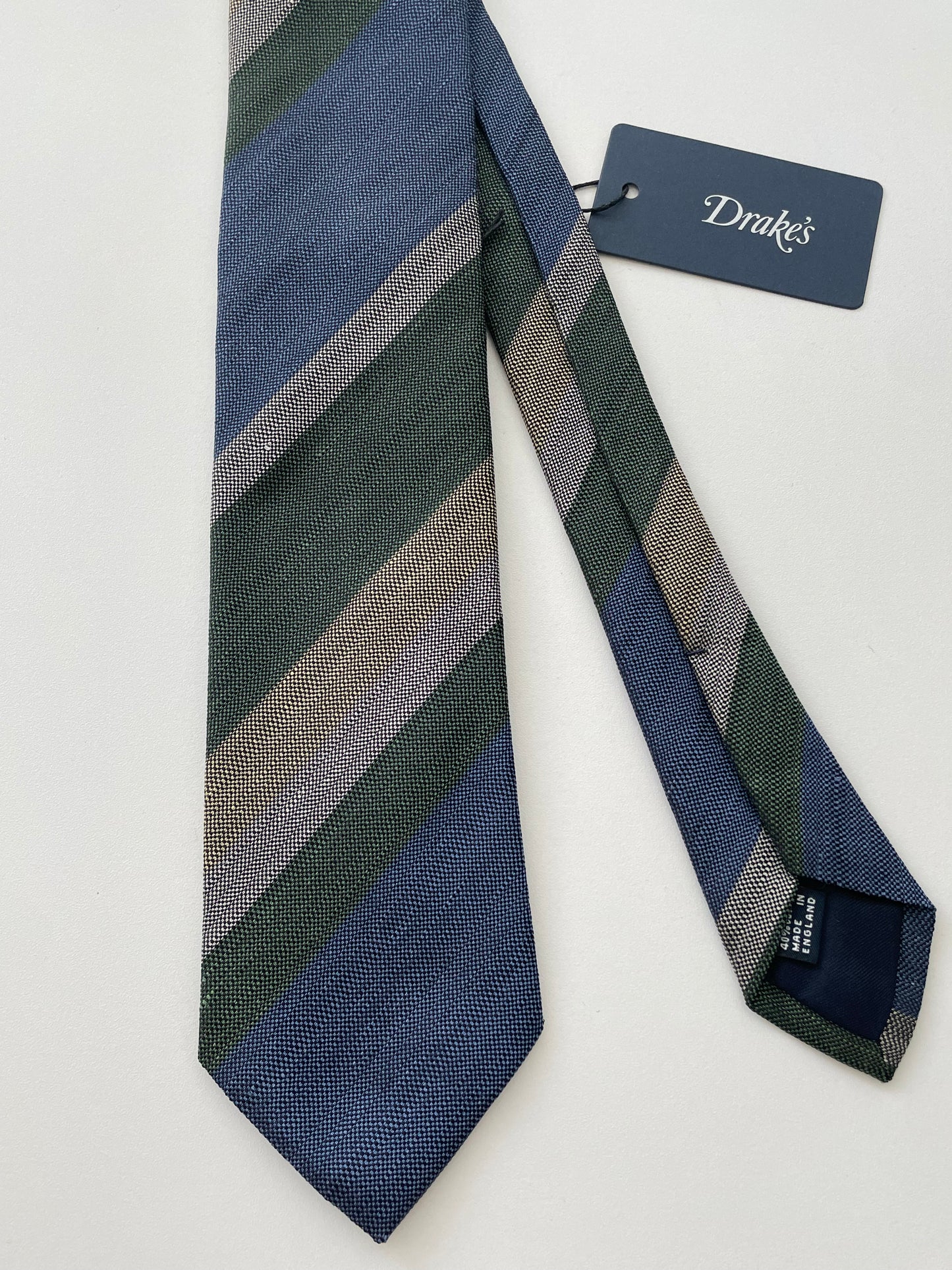 Drakes Multicoloured Block Stripe Tipped Silk Tie