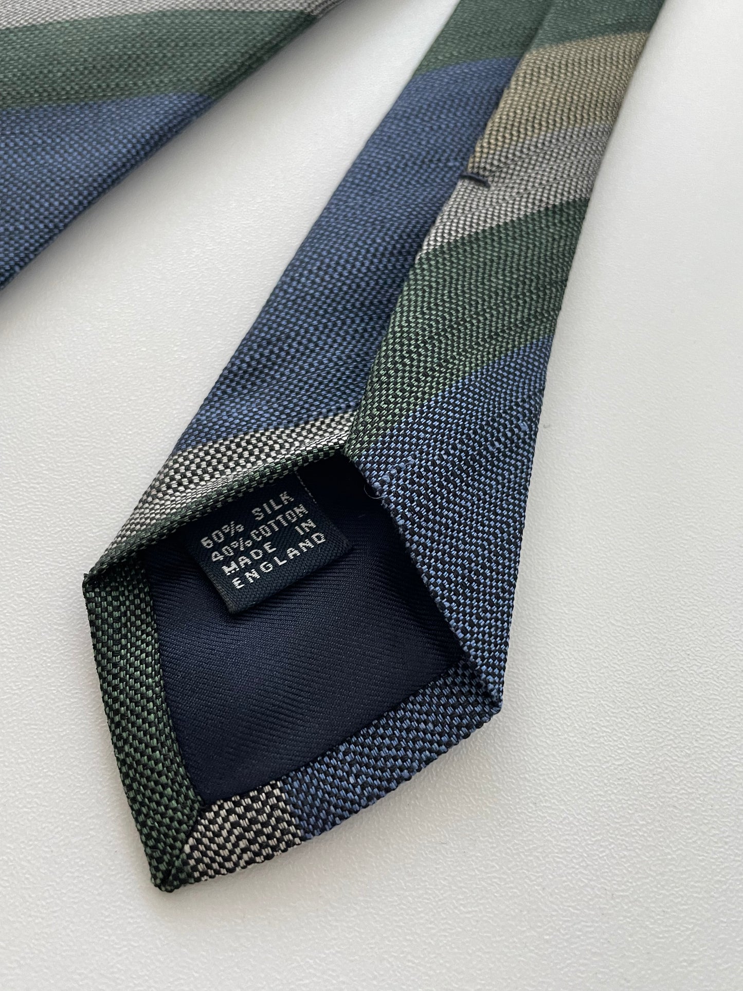 Drakes Multicoloured Block Stripe Tipped Silk Tie