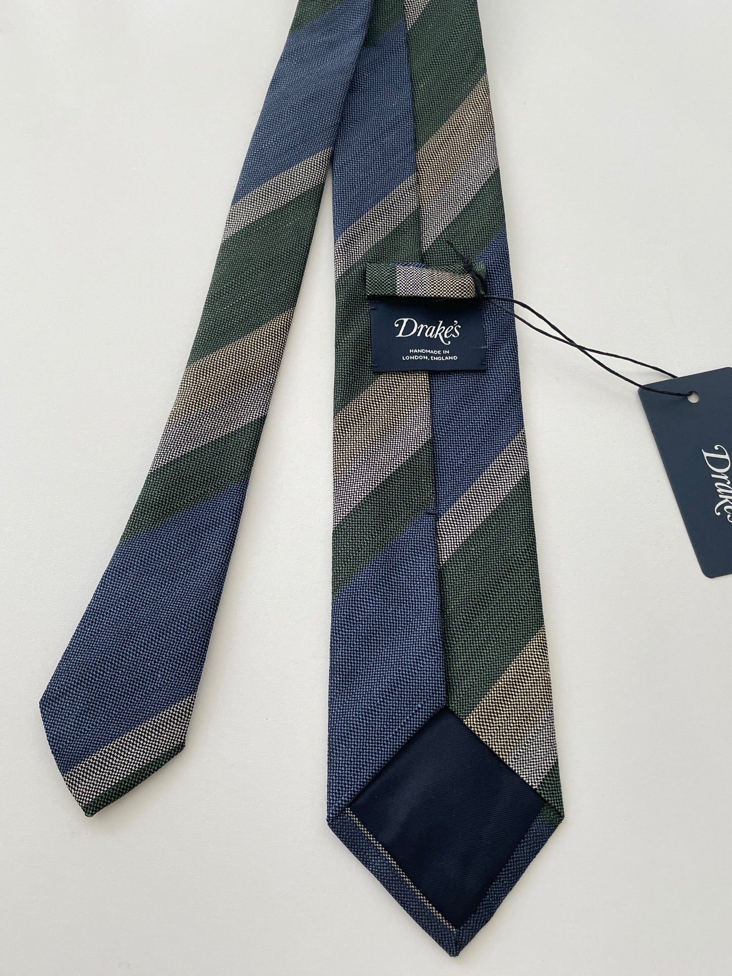 Drakes Multicoloured Block Stripe Tipped Silk Tie