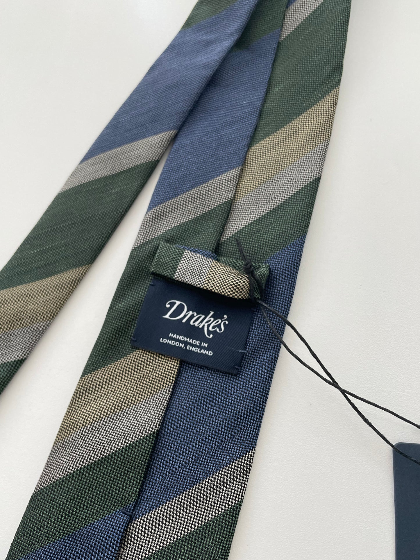 Drakes Multicoloured Block Stripe Tipped Silk Tie