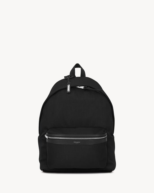 Saint Laurent City Backpack In Nylon Canvas and Leather