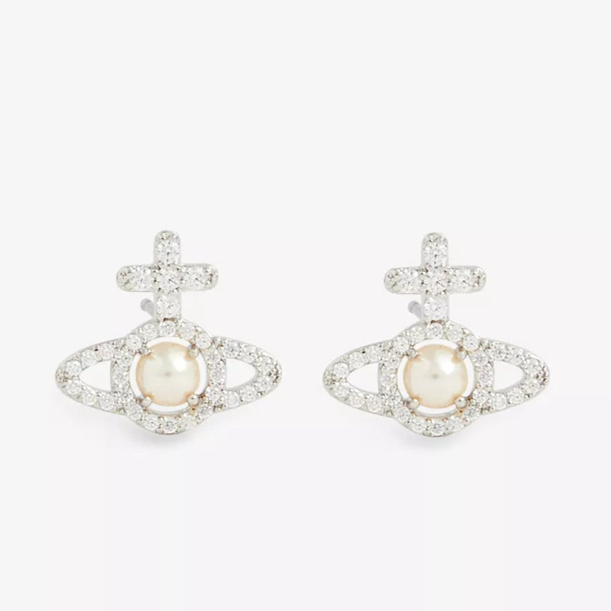 Vivienne Westwood Olympia Cubic Zirconia Pearl Earrings