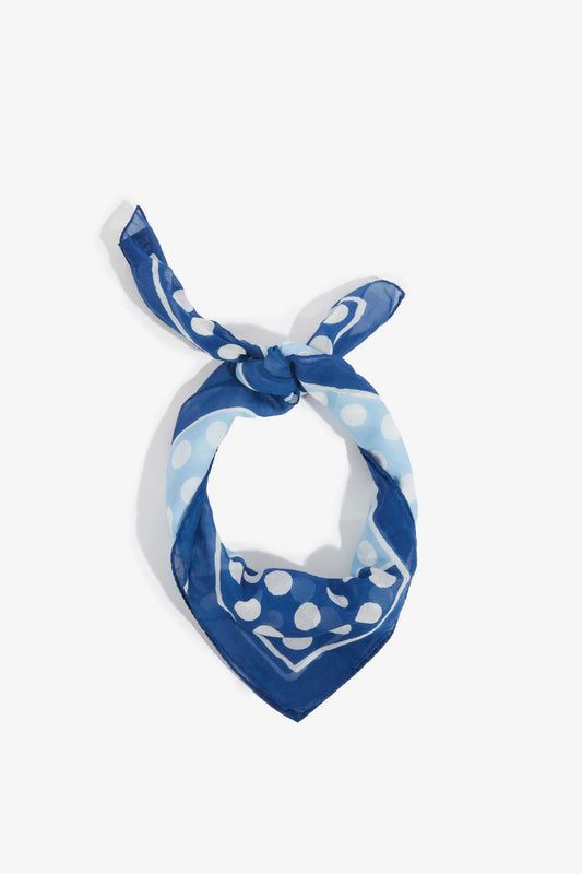 Drakes Blue Square Polka Dot Spot Print Cotton-Silk Bandana Limited Edition