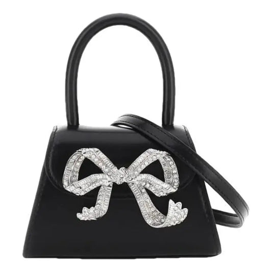 Self-portrait The Bow Micro Black With Diamente With A Detachable Strap