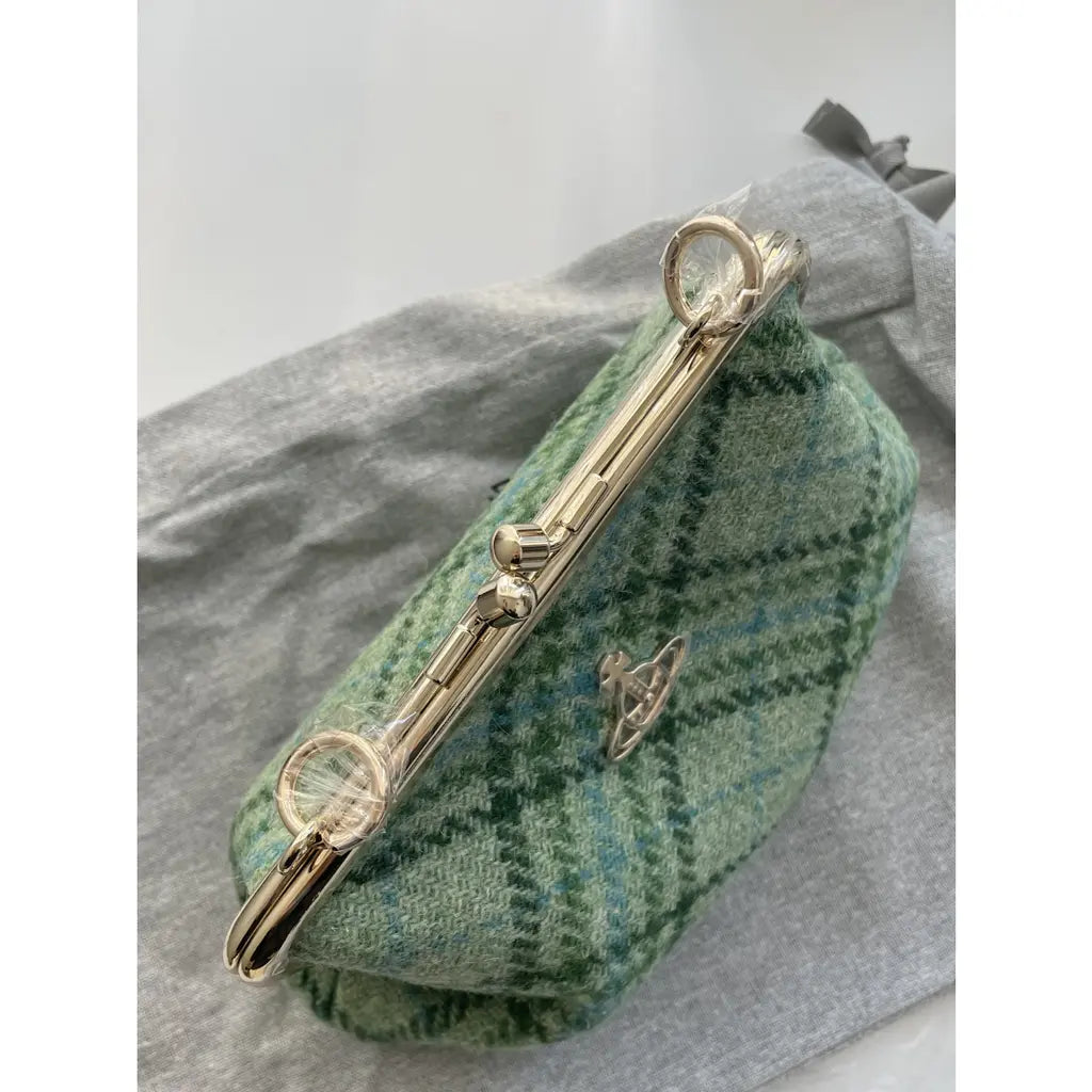 Limited Vivienne Westwood Green Tweed Frame Purse Crossbody Bag