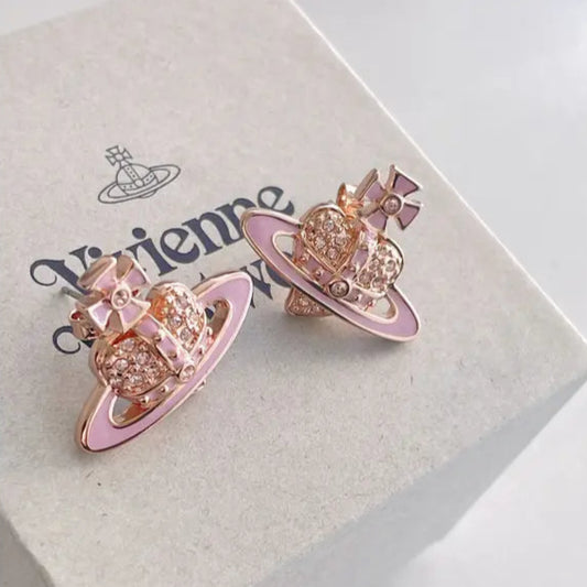 Vivienne Westwood Reverse Heart Studs Earrings Pink Gold/Vintage  RO