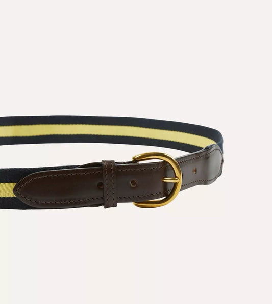 New Aimé Leon Dore x Drake's Stripe Webbing Leather Belt with Brass Buckle £175