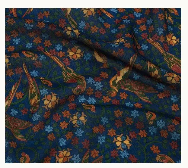 Drakes Parrot Print Wool-Silk Scarf 90*90cm