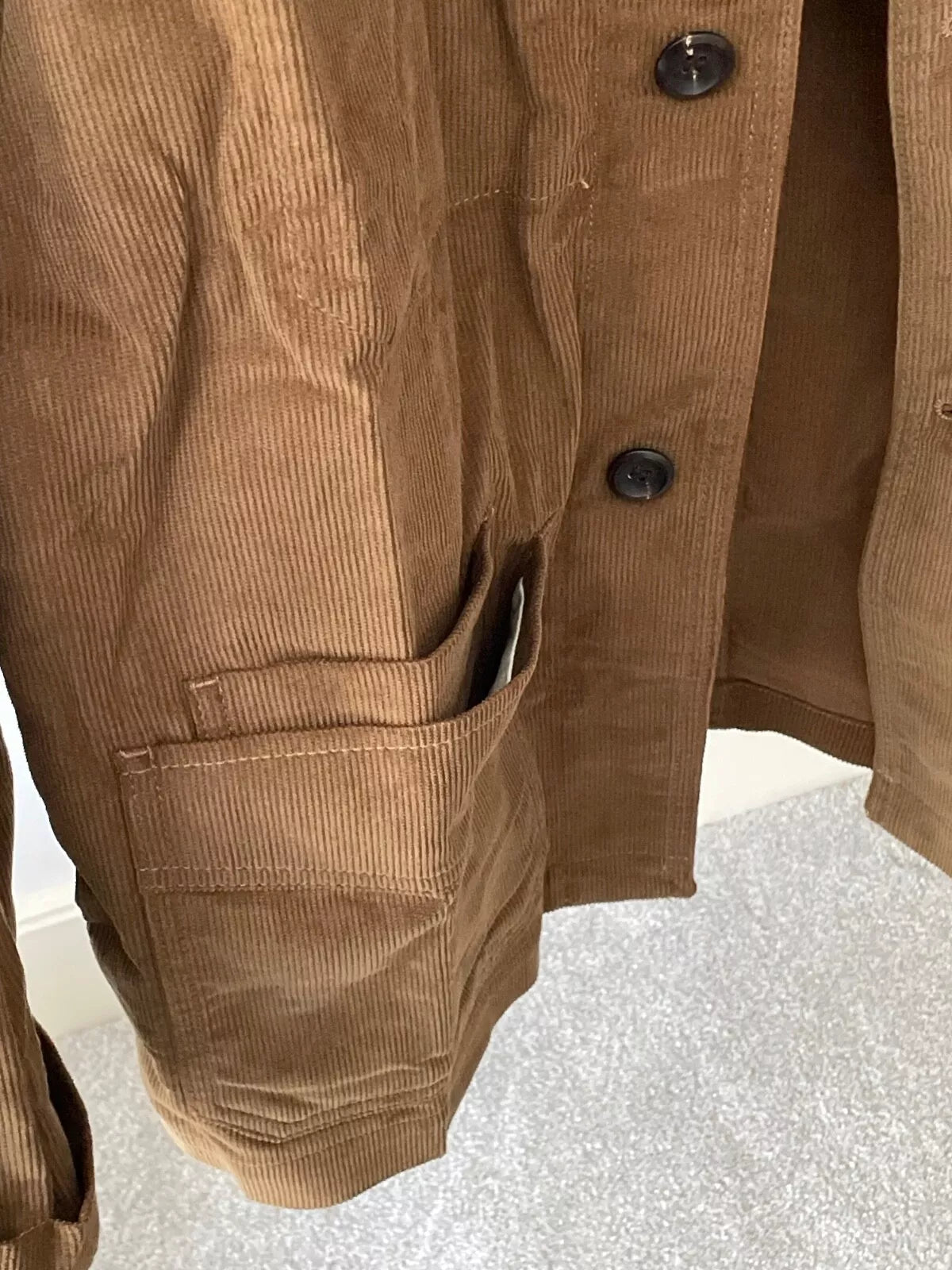 Drakes Tan Japanese Selvedge Corduroy Five-Pocket Chore Jacket Size 36 £695