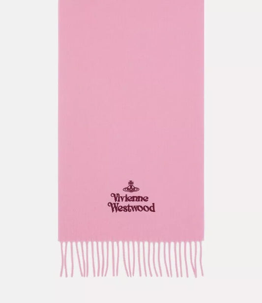 Vivienne Westwood Embroidered Trimmed Pink Wool-knit Scarf Unisex