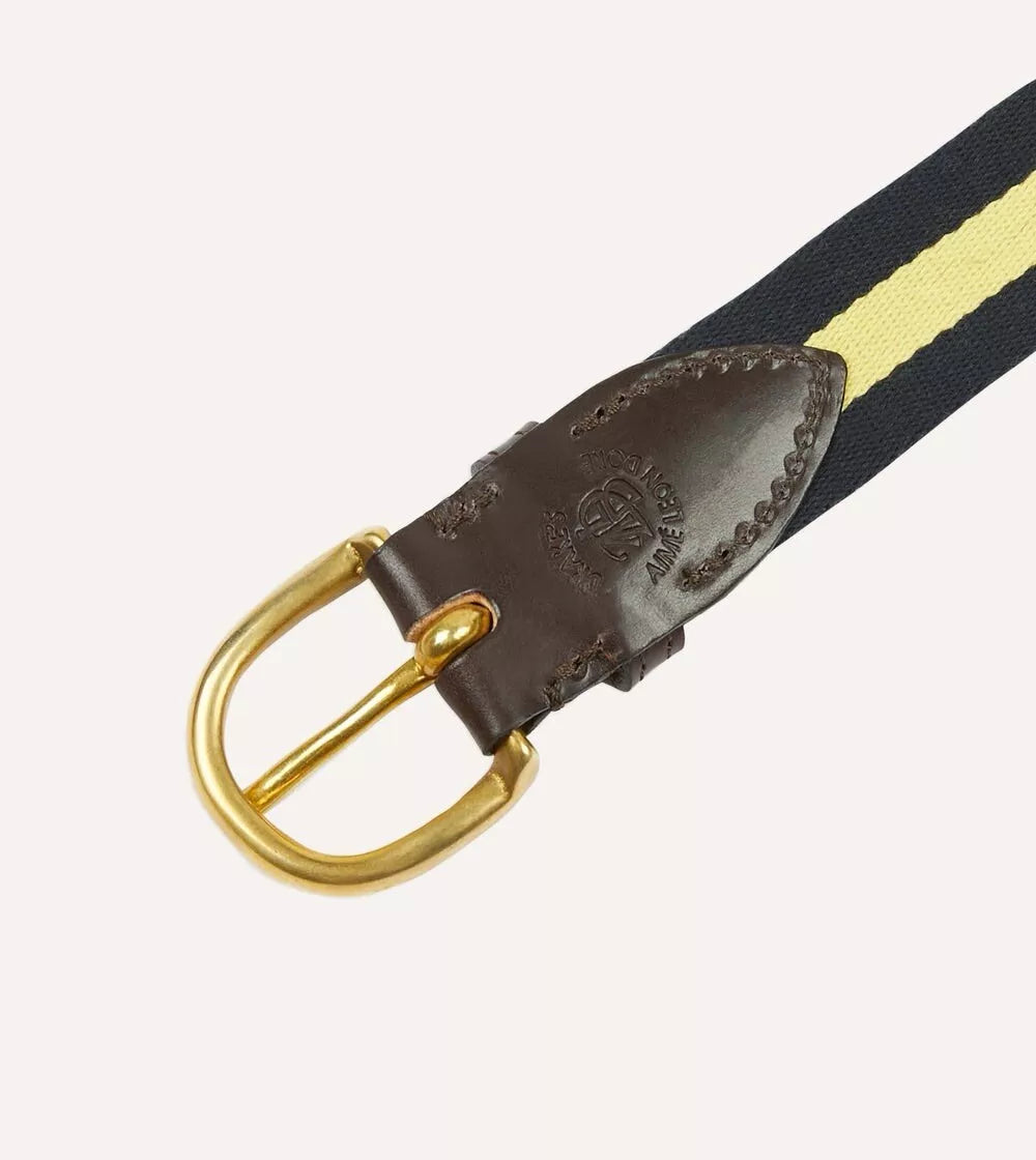 New Aimé Leon Dore x Drake's Stripe Webbing Leather Belt with Brass Buckle £175