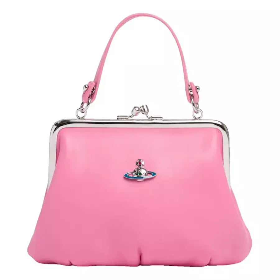 Vivienne Westwood Granny Frame Purse Crossbody Leather Bag Pink